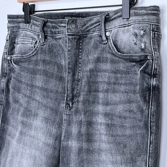 Judy Blue Jeans Size 31 Gray Denim High Waist Tummy Control Released Hem - Picture 6 of 16
